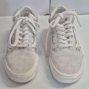 Vans Kids White Floral Suede Lace-Up Sneakers